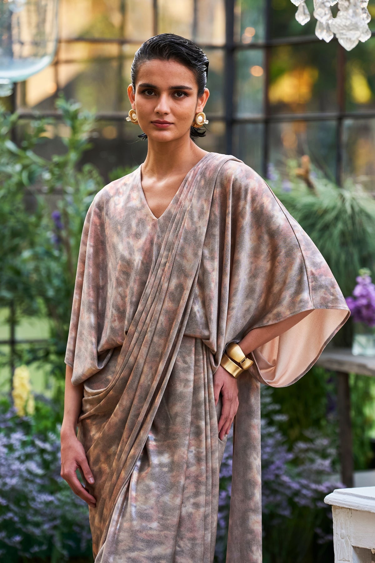 Sari Drape Kaftan Gown