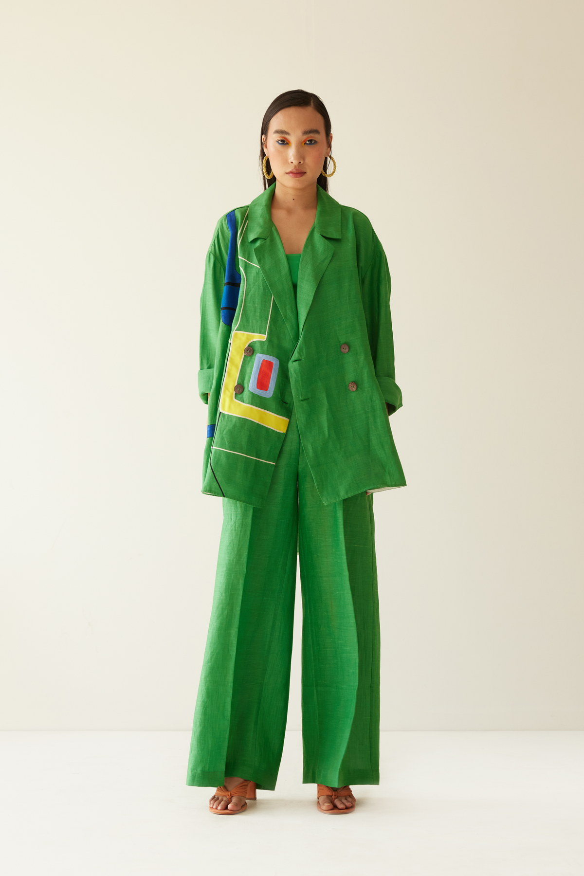 Green Linen Oversized Co-ord Set