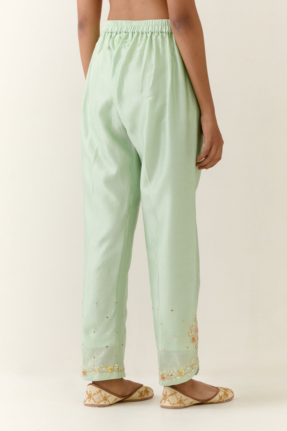 Green Hand Embroidered Palazzo