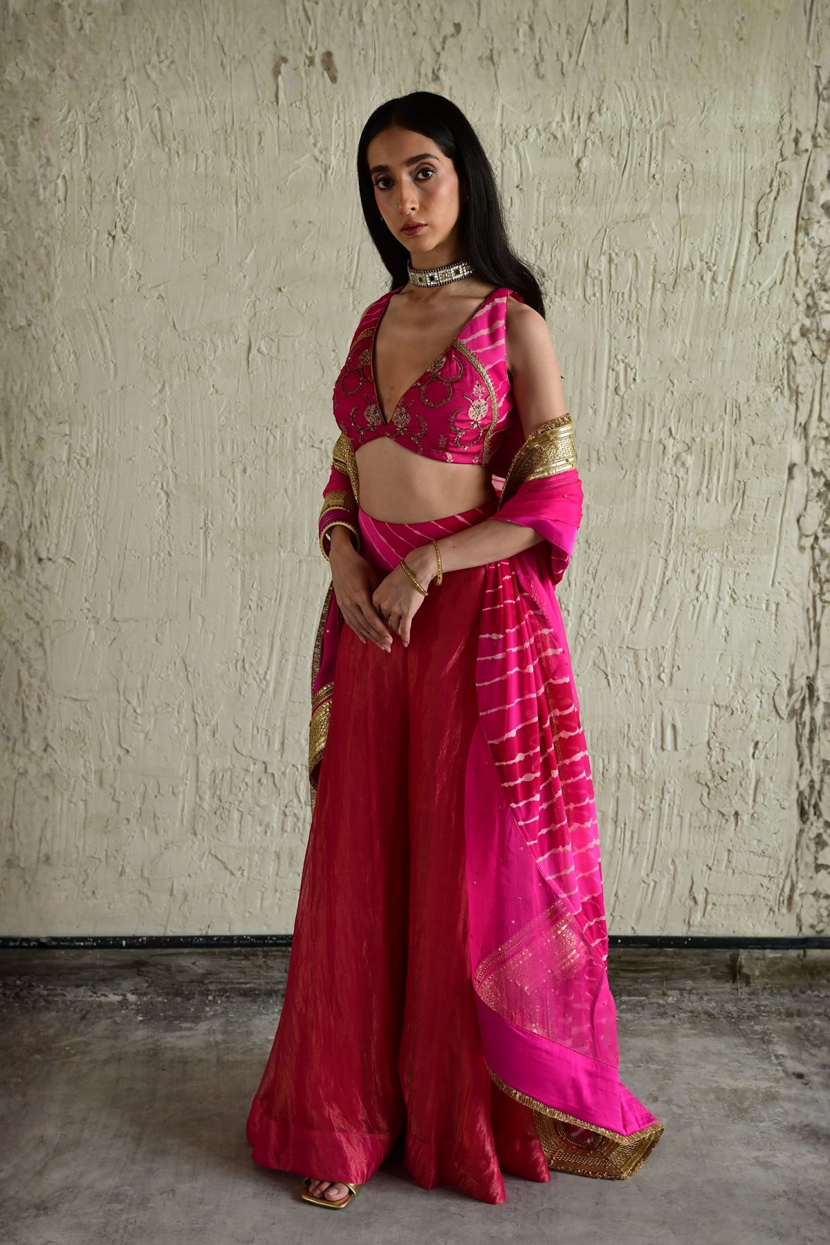 Hot Pink Choli Sharara Set