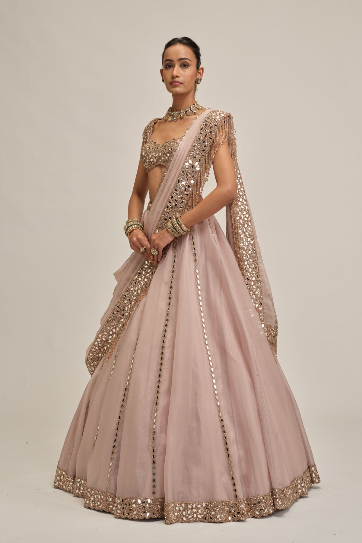 Ash Embroidered Lehenga Set