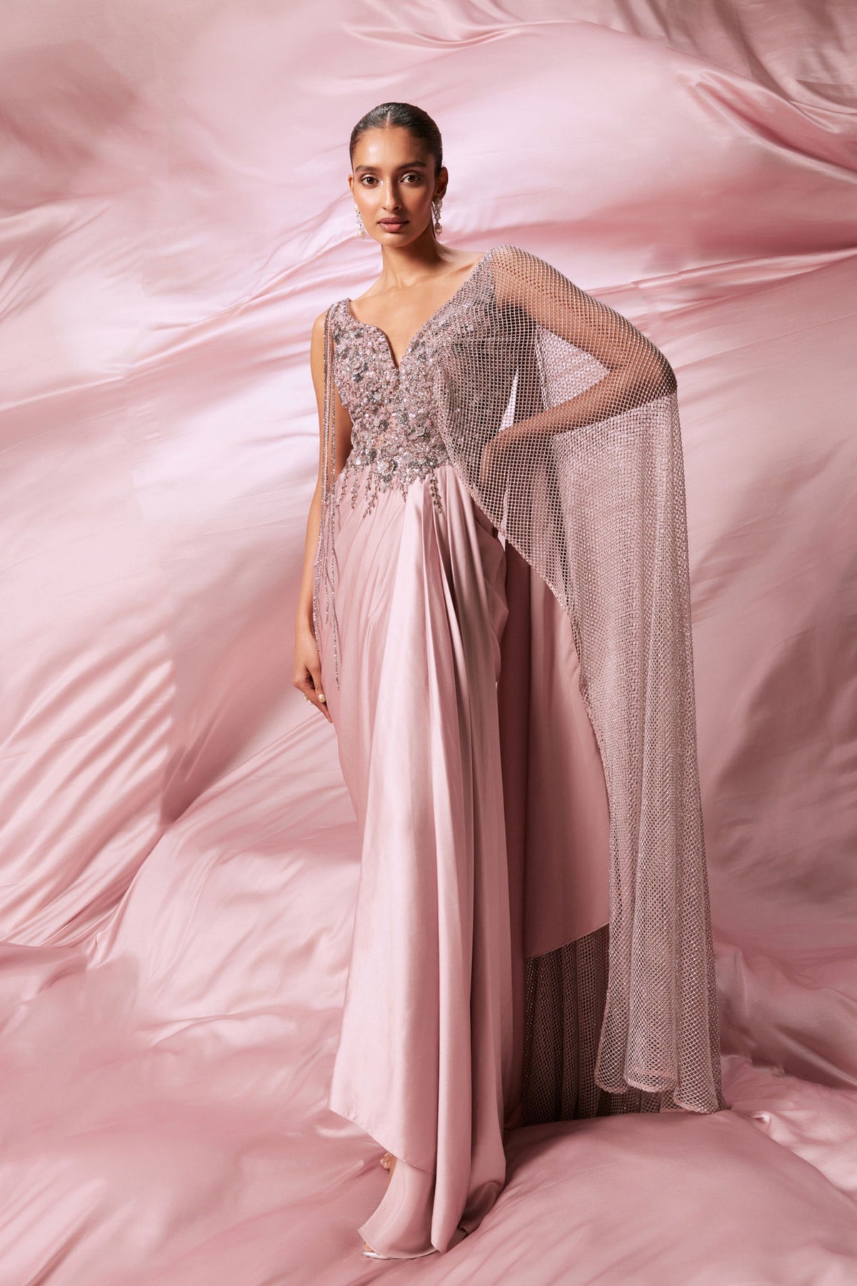 Soft Pink Drape Gown