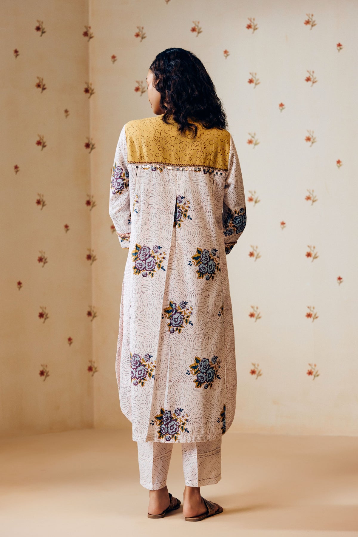 Off-white Rose Printed Kurta Set