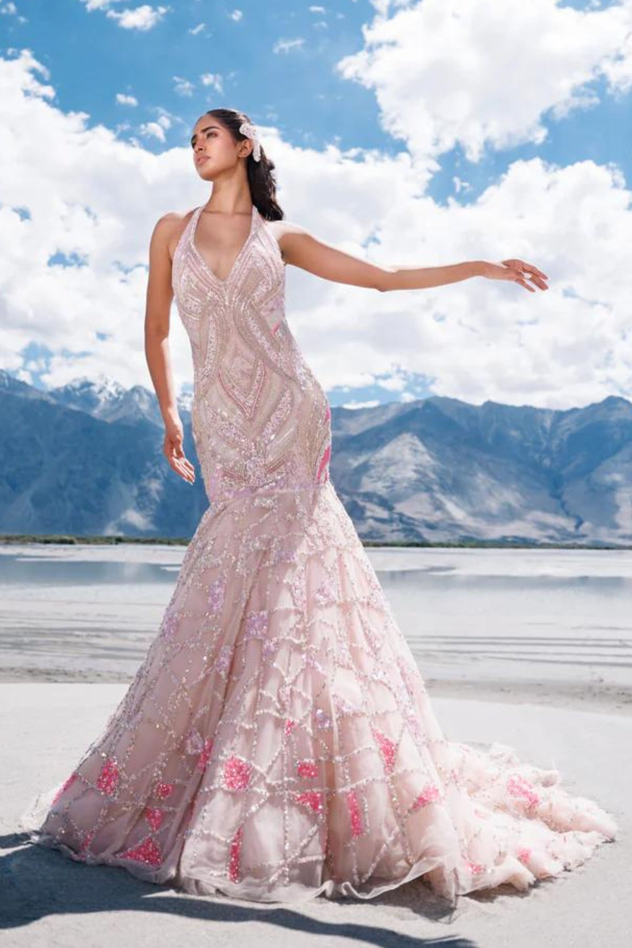 Bhawna Rao - Multicolor pink mermaid flare gown XS Bhawna Rao - Multicolor pink mermaid flare gown XS