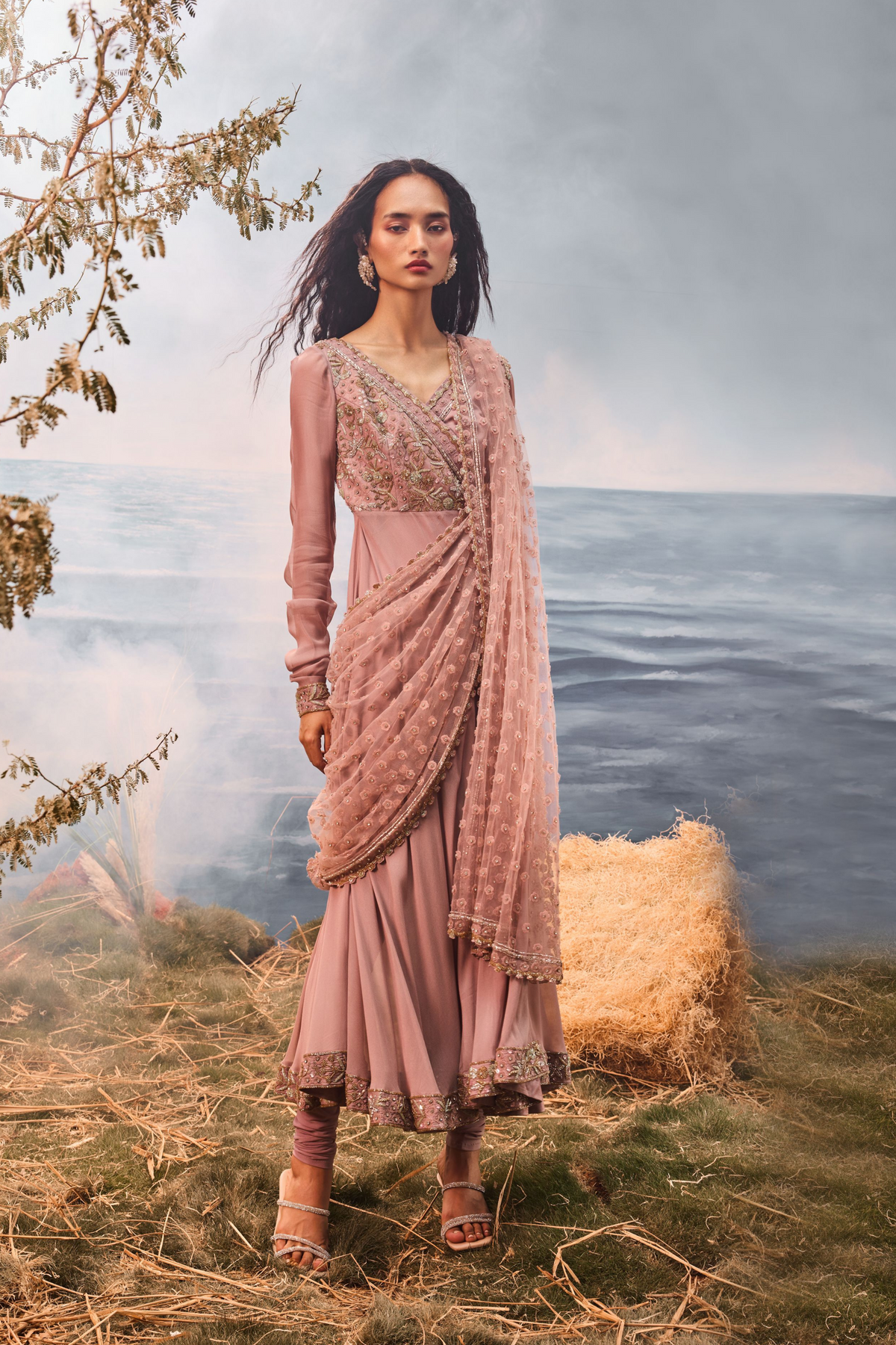Burnt Pink Anarkali Set