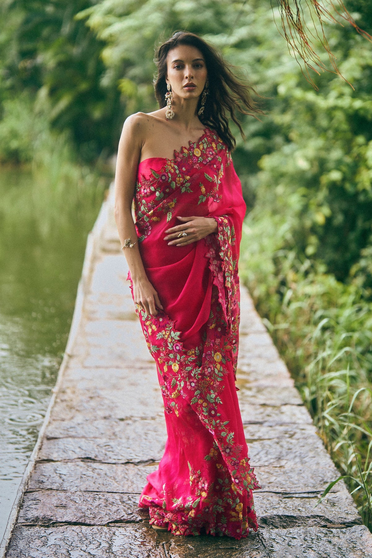 Multithread Embroidered Saree