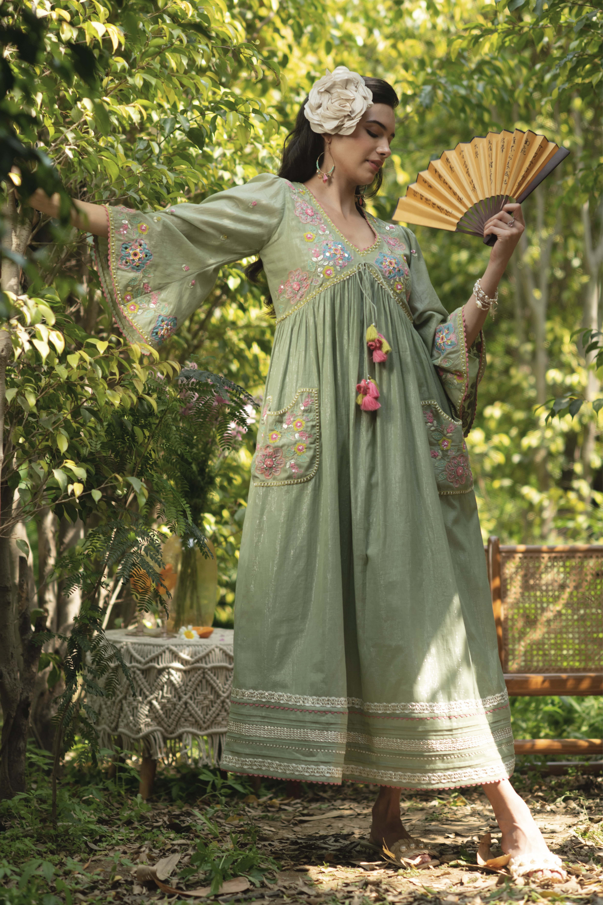 Green Gypsy Pocket Dress