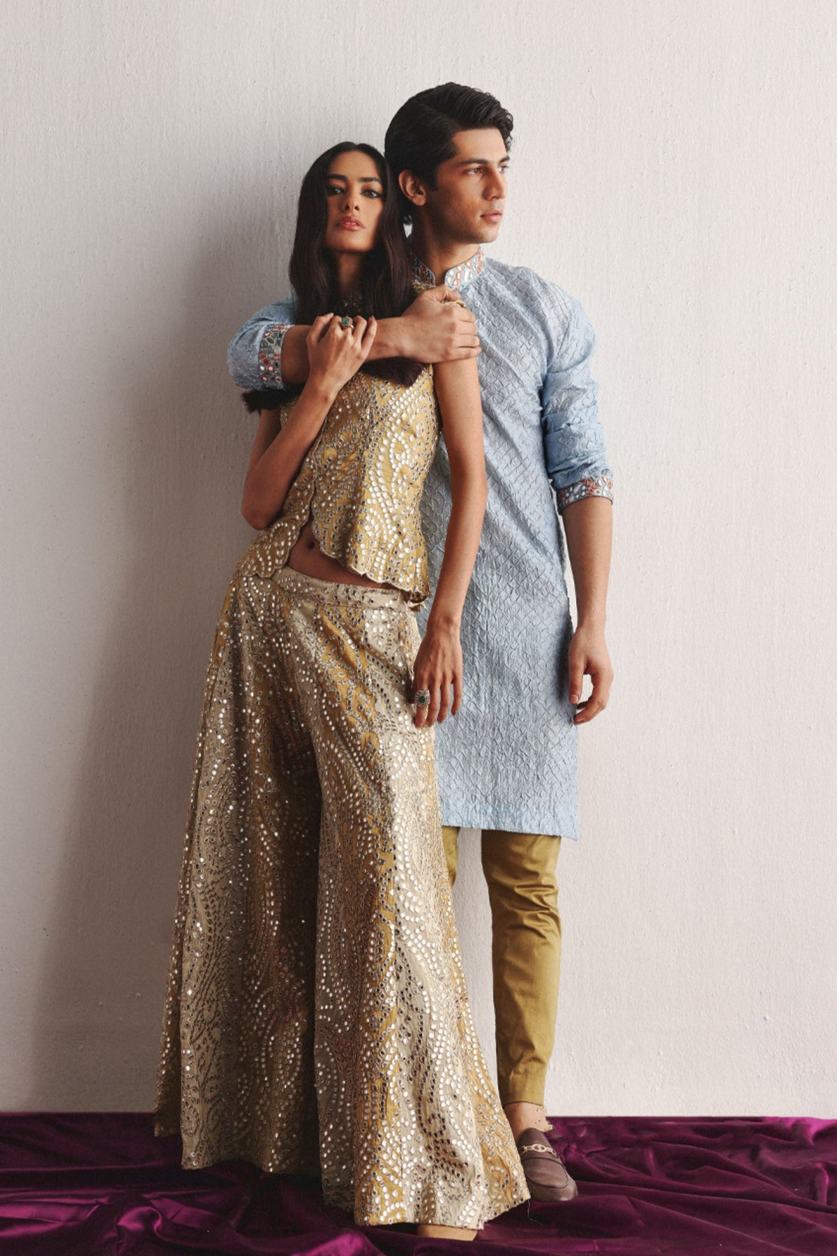Powder Blue Bandhani Kurta Set