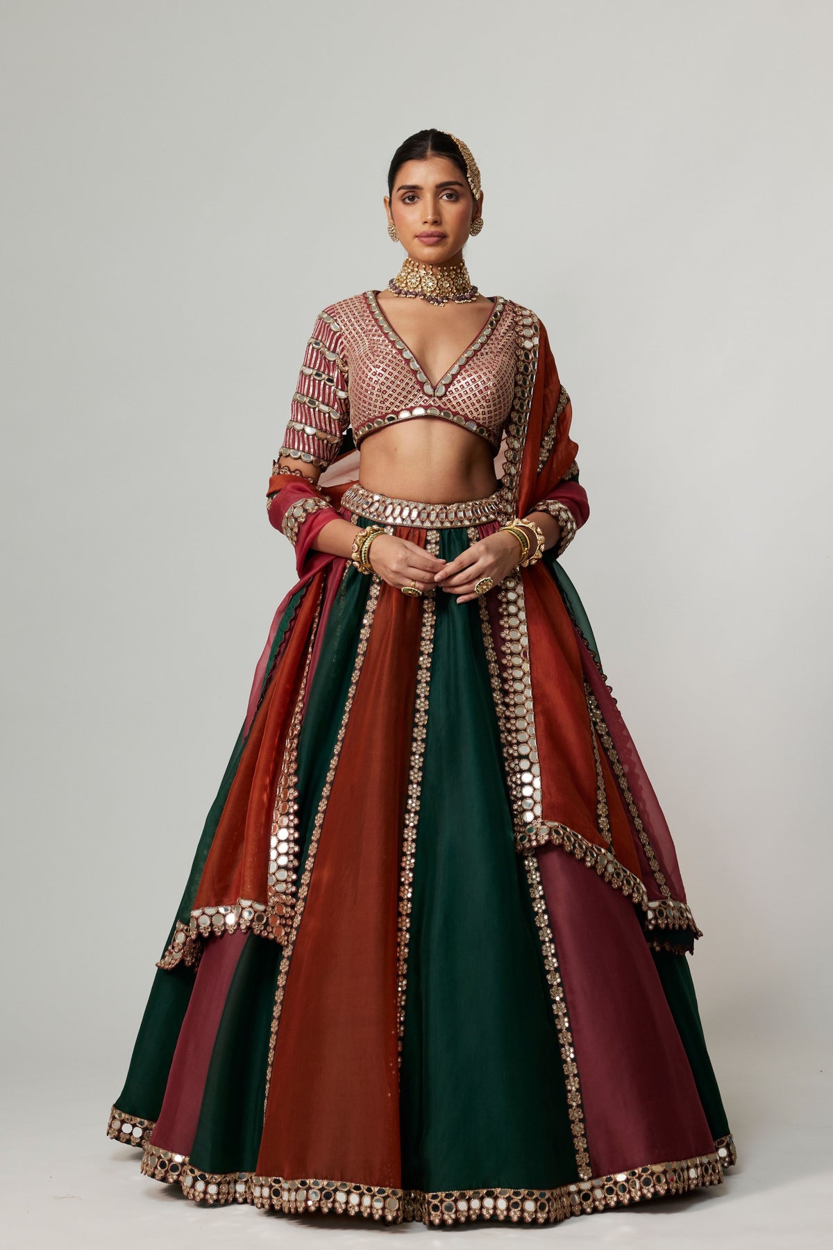 Cranberry Multicolor Lehenga Set