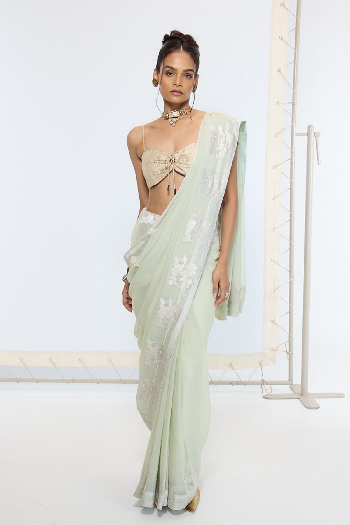 Handwoven Pastel Green Saree