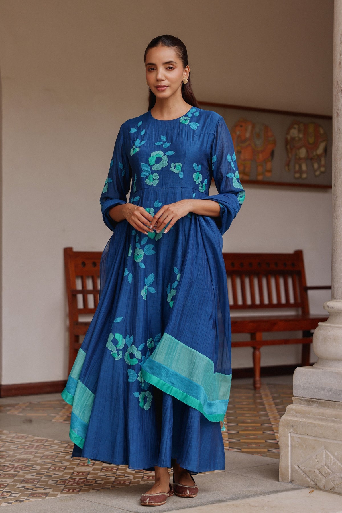 Indigo Bloom Anarkali