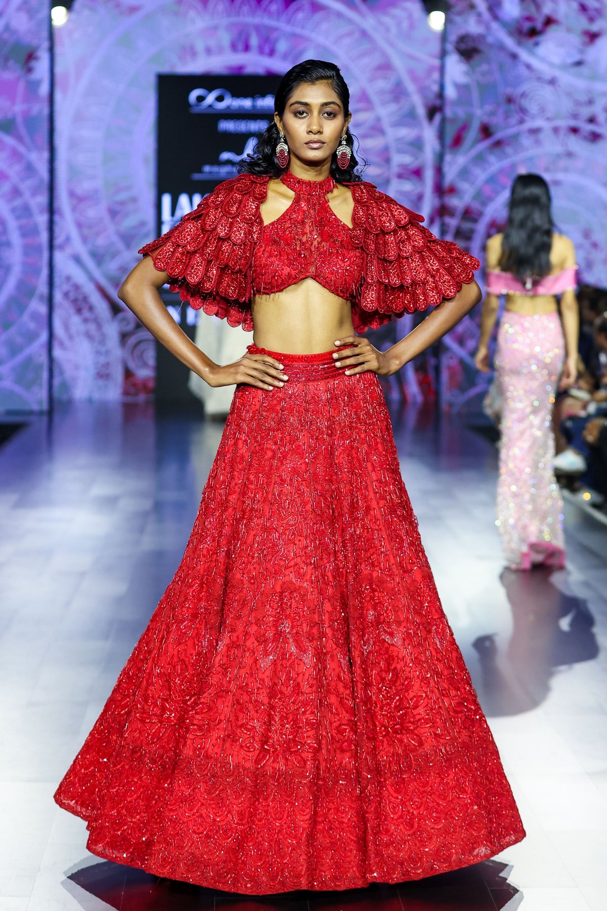 Surkh Camellia Lehenga Set