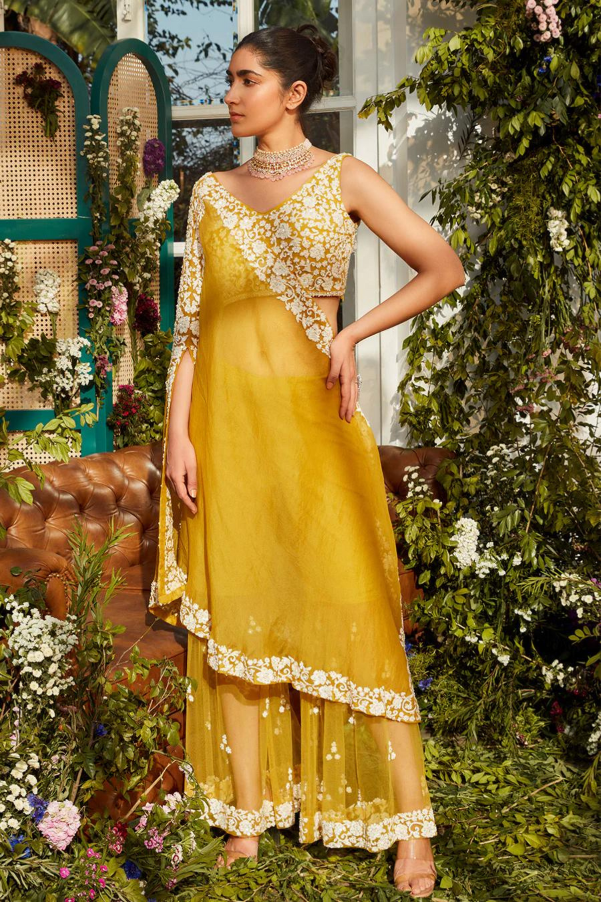 Mustard sharara set