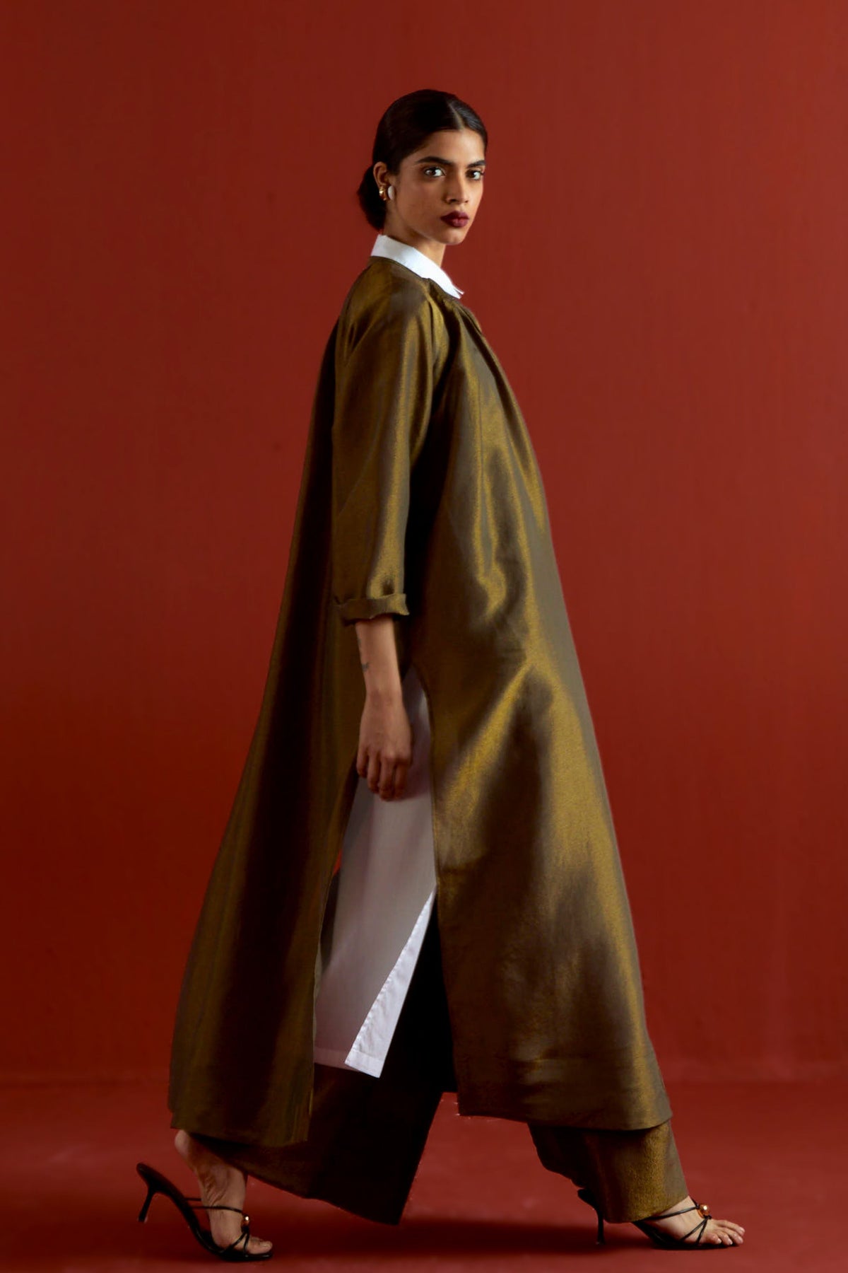 Gather Neck Shirt Set