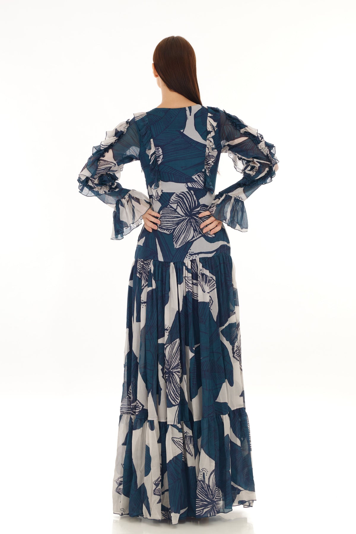 Blue and White Wrap Dress