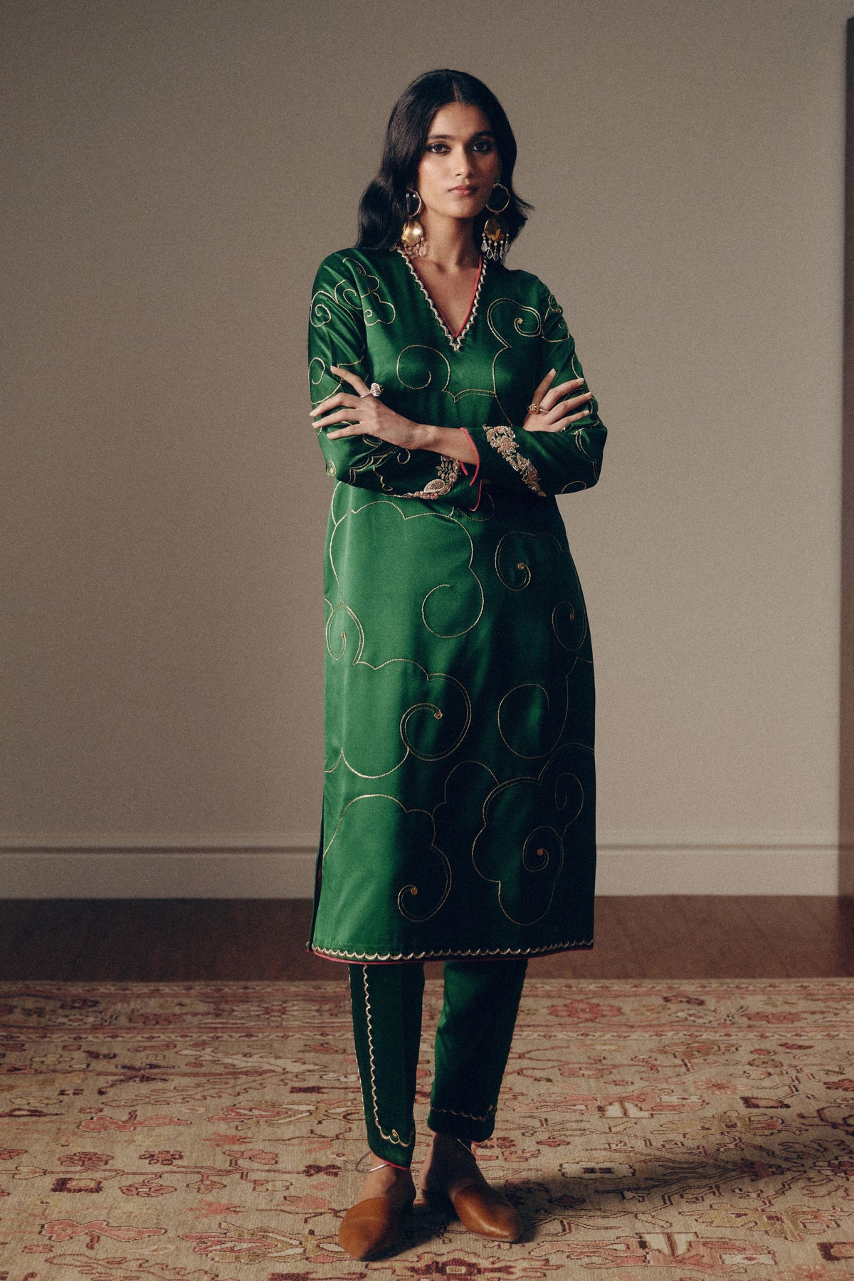 Dundlod Olive Kurta Set