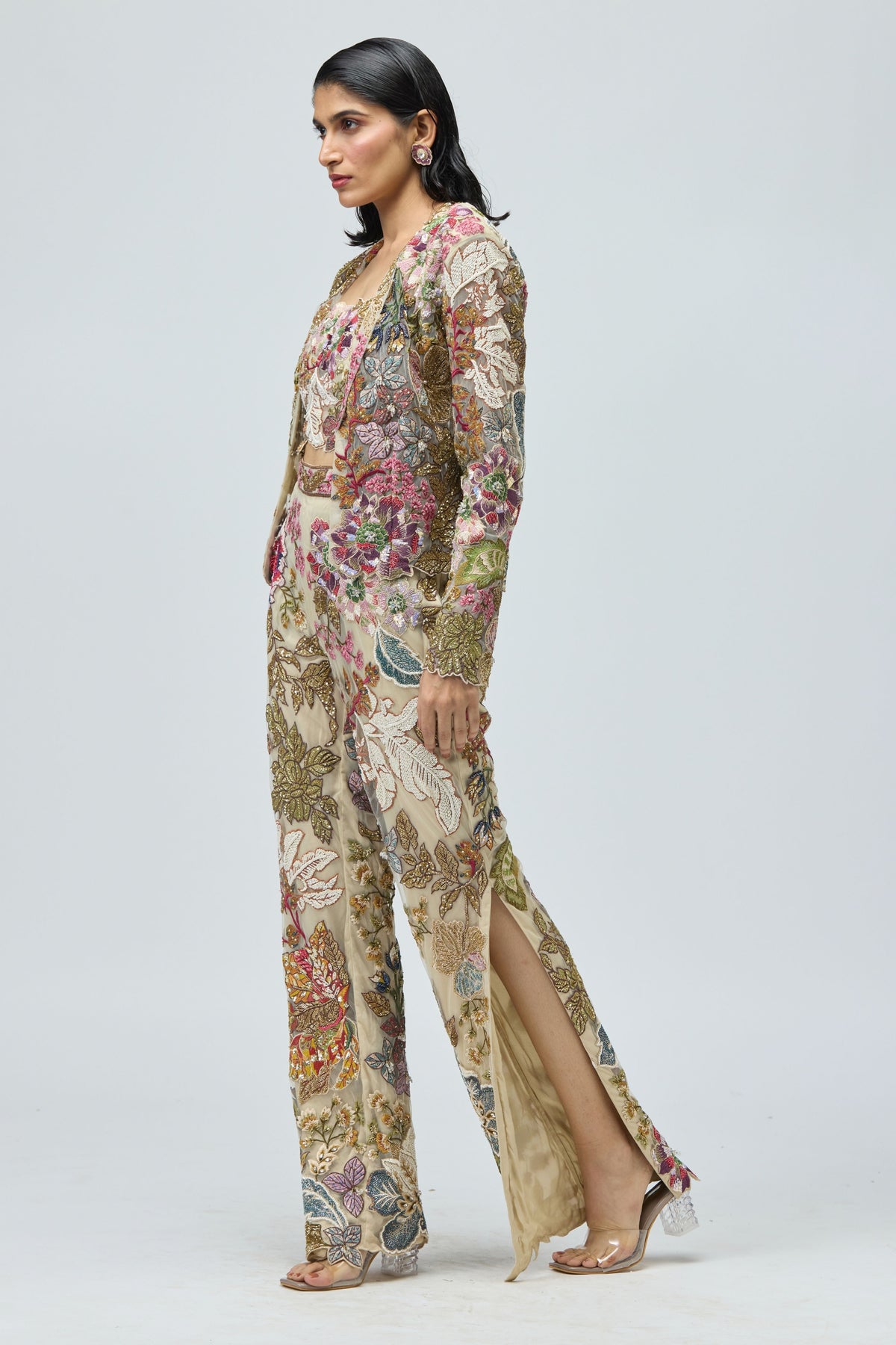 Embroidered Jacket Set