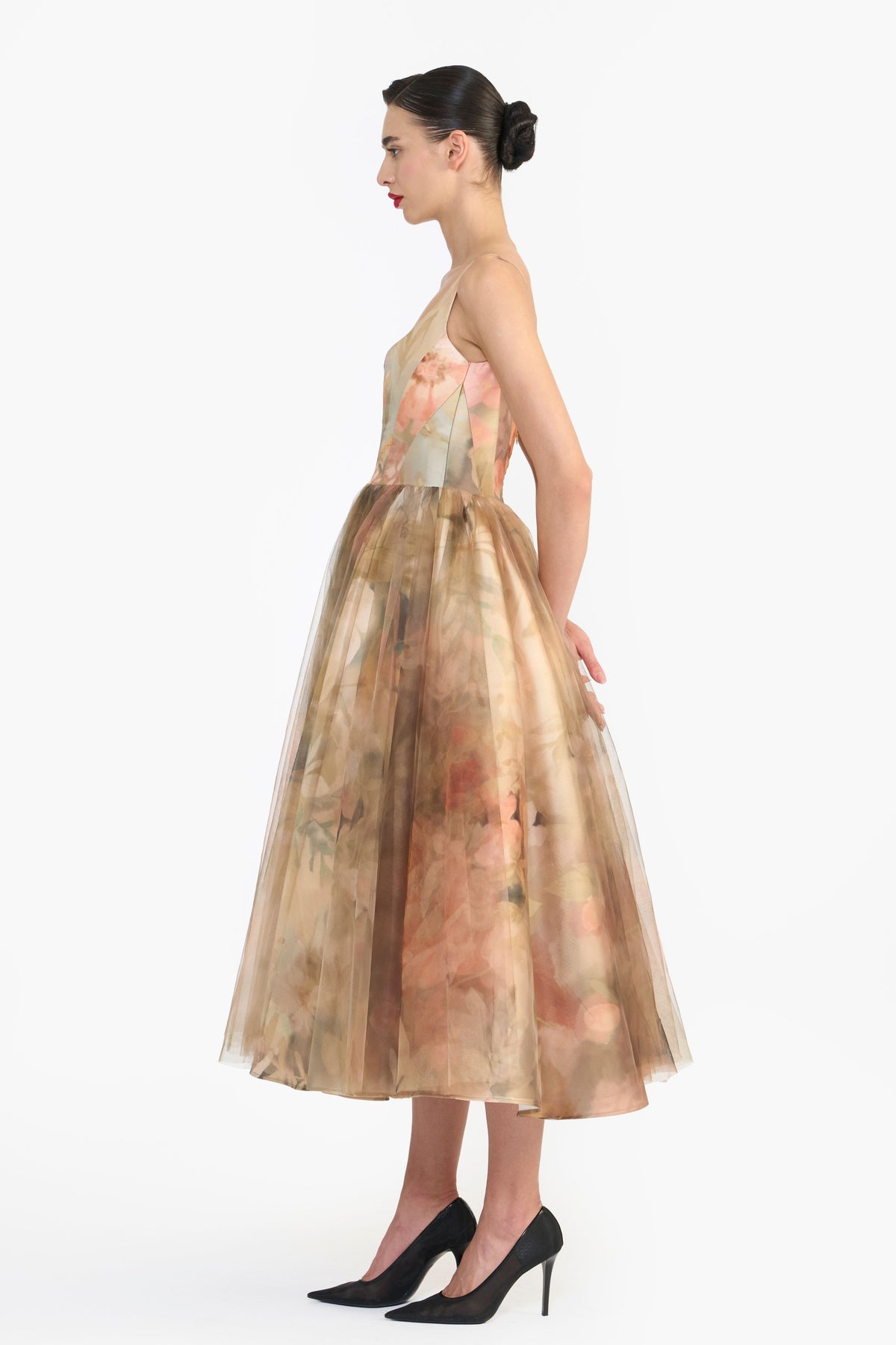 Tulle Panelled Corseted Midi