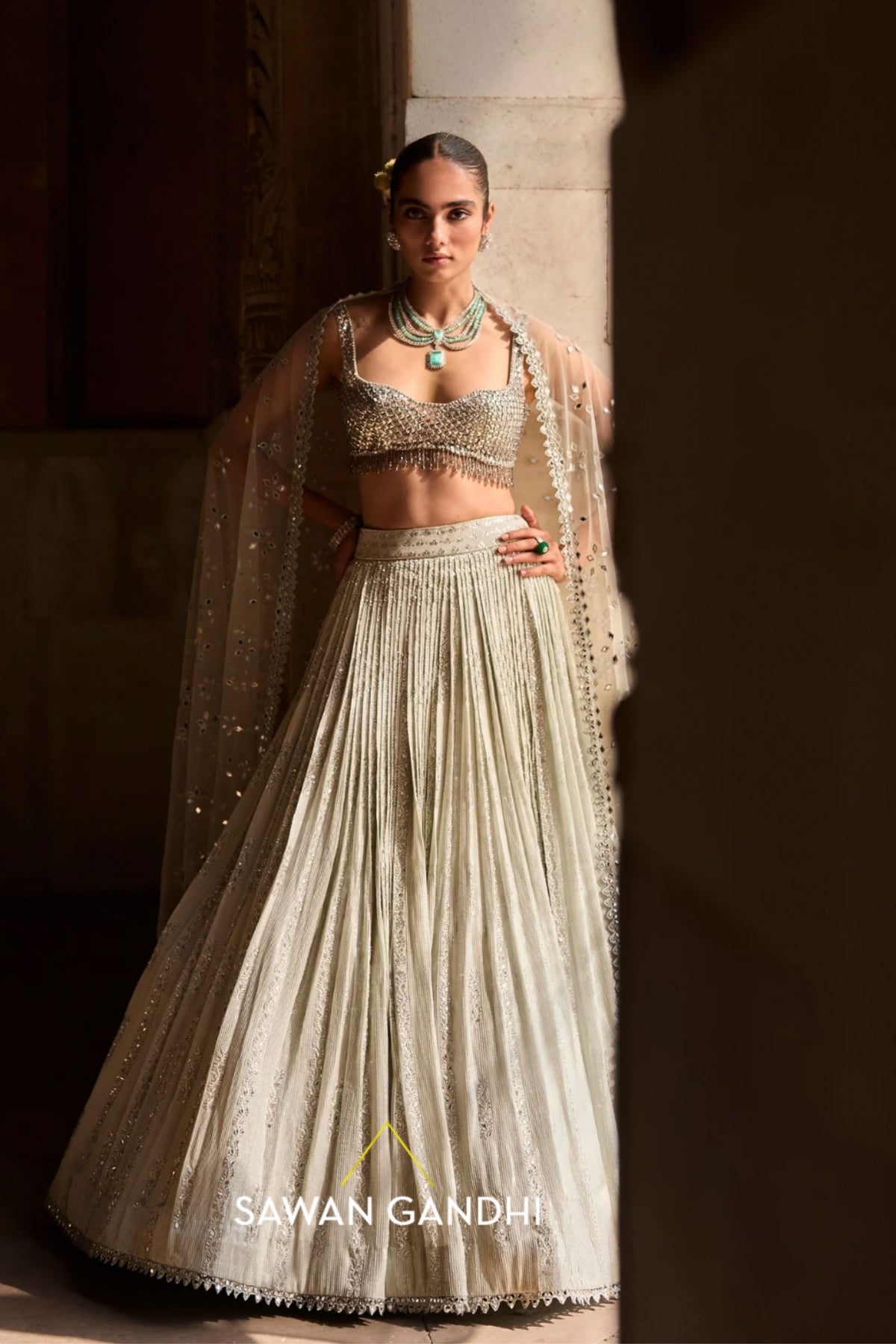 Grey Sequin Lehenga Set
