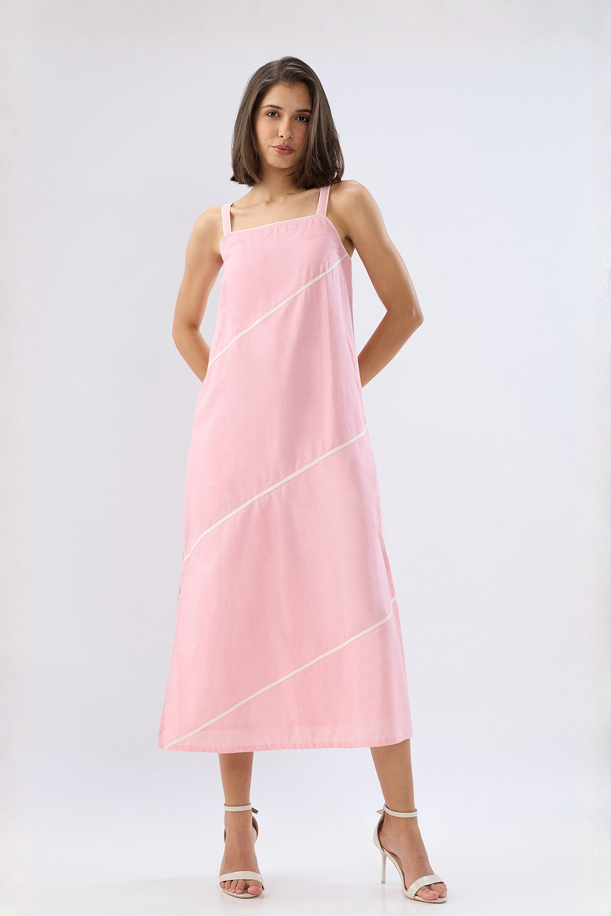 Pink Square Neck Column Dress