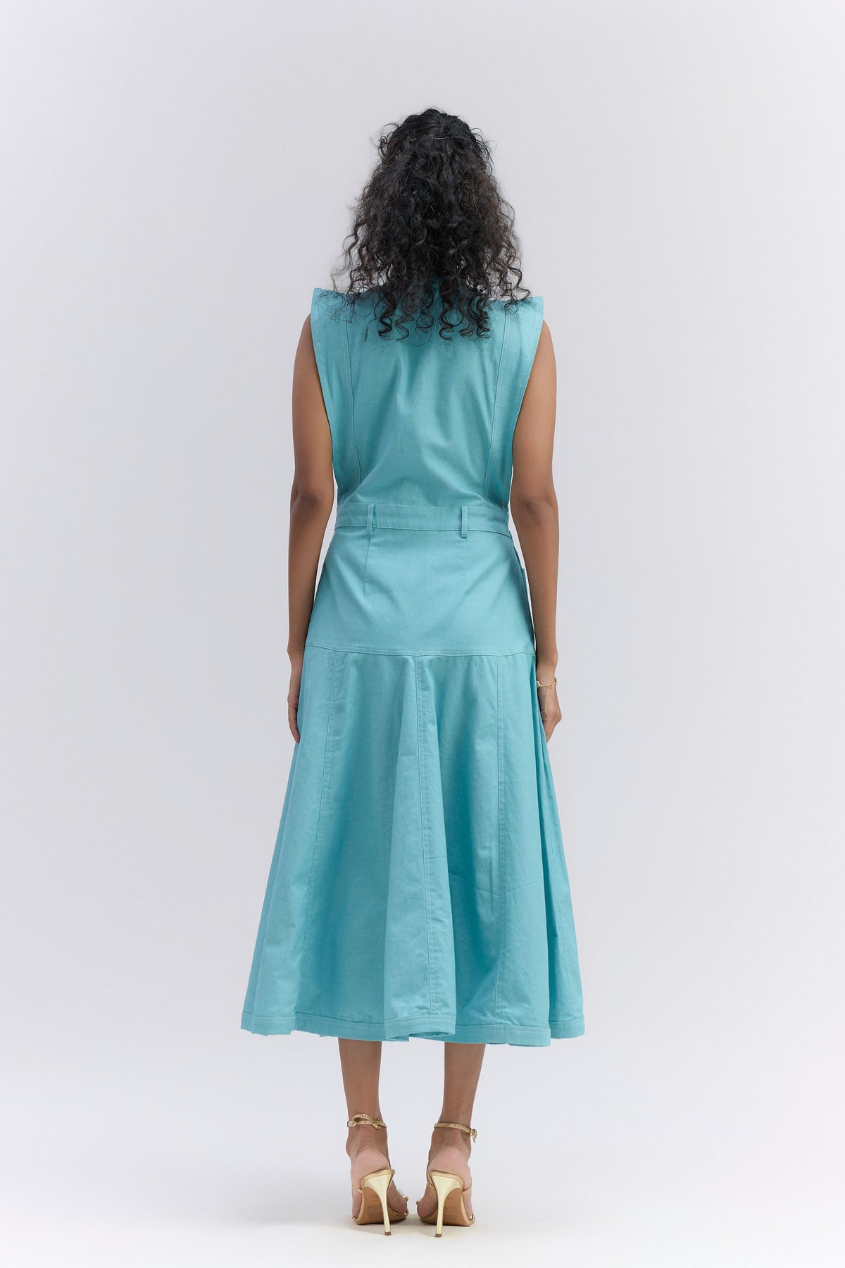 Aqua Blue Cotton Denim Dress