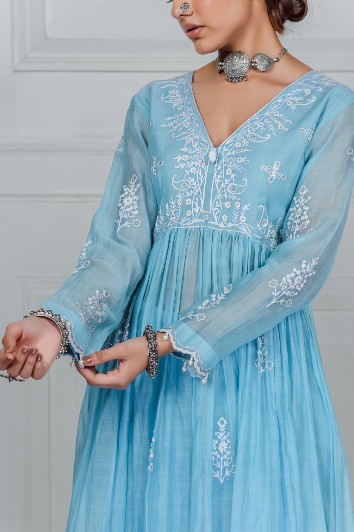 Light Blue Embroidery Kurta Set