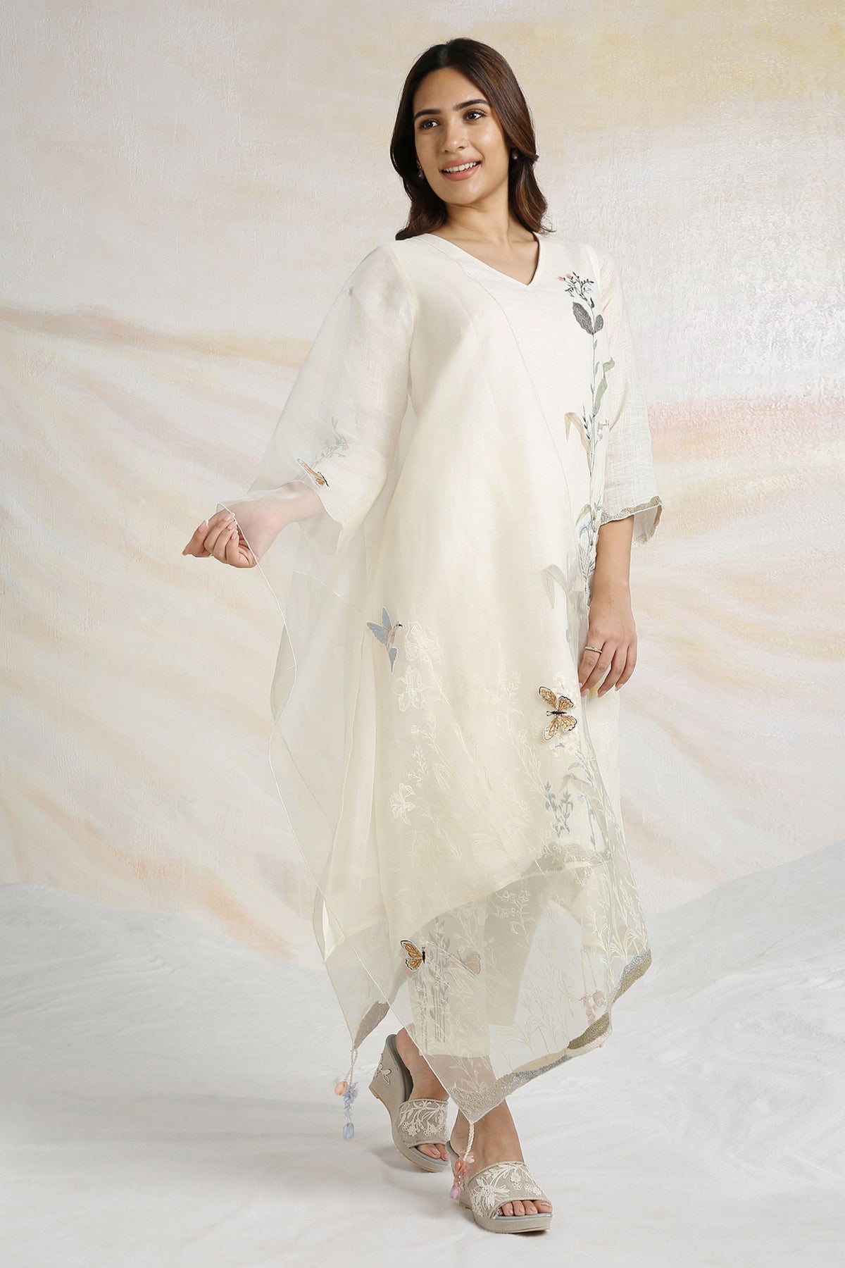 Off White Prairie Kurta Set