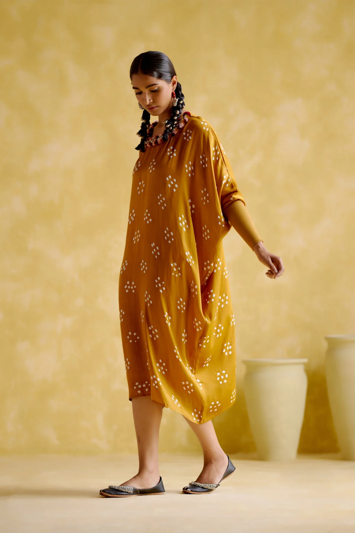 Annapoorna Yellow Bandhini Kaftan