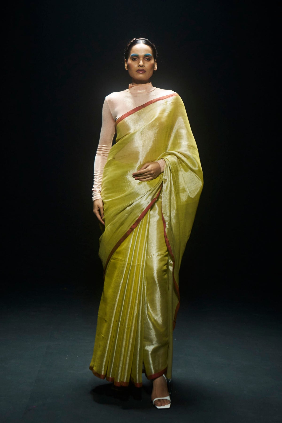 Yellow Zari Tissue Saree