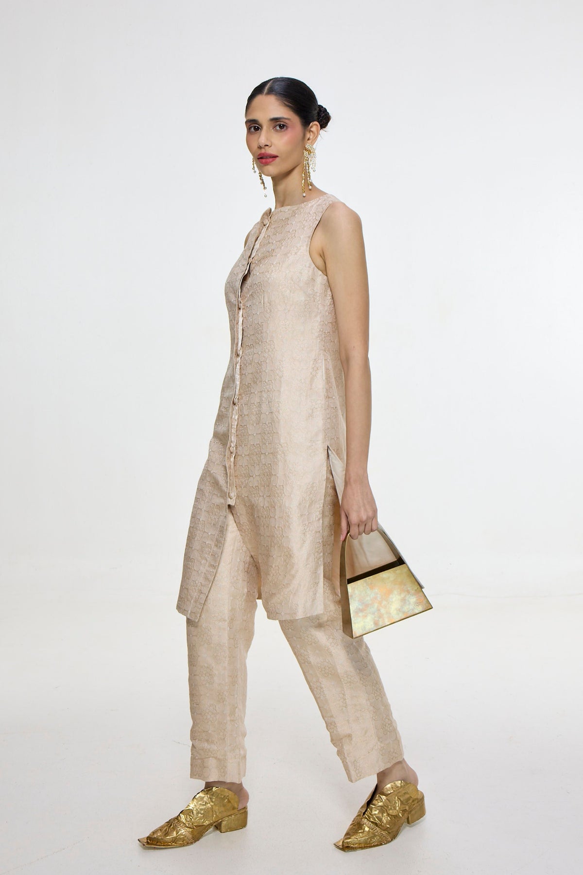 Ivory-gold Jacket Set