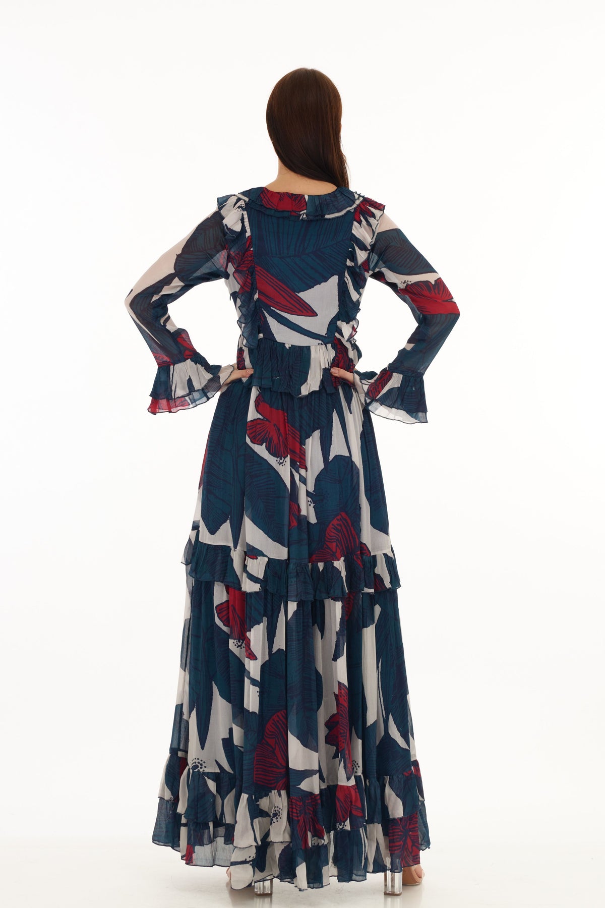 Blue and White Long Dress