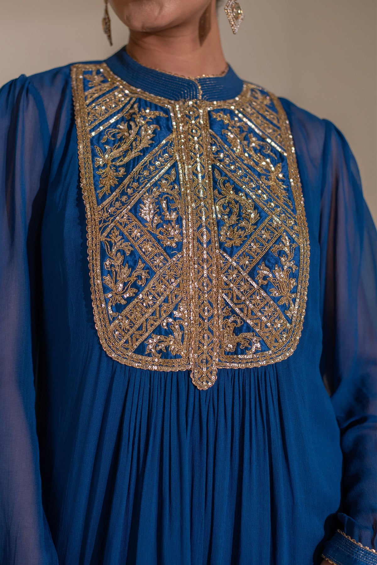 Blue  Embellished Kurta Set