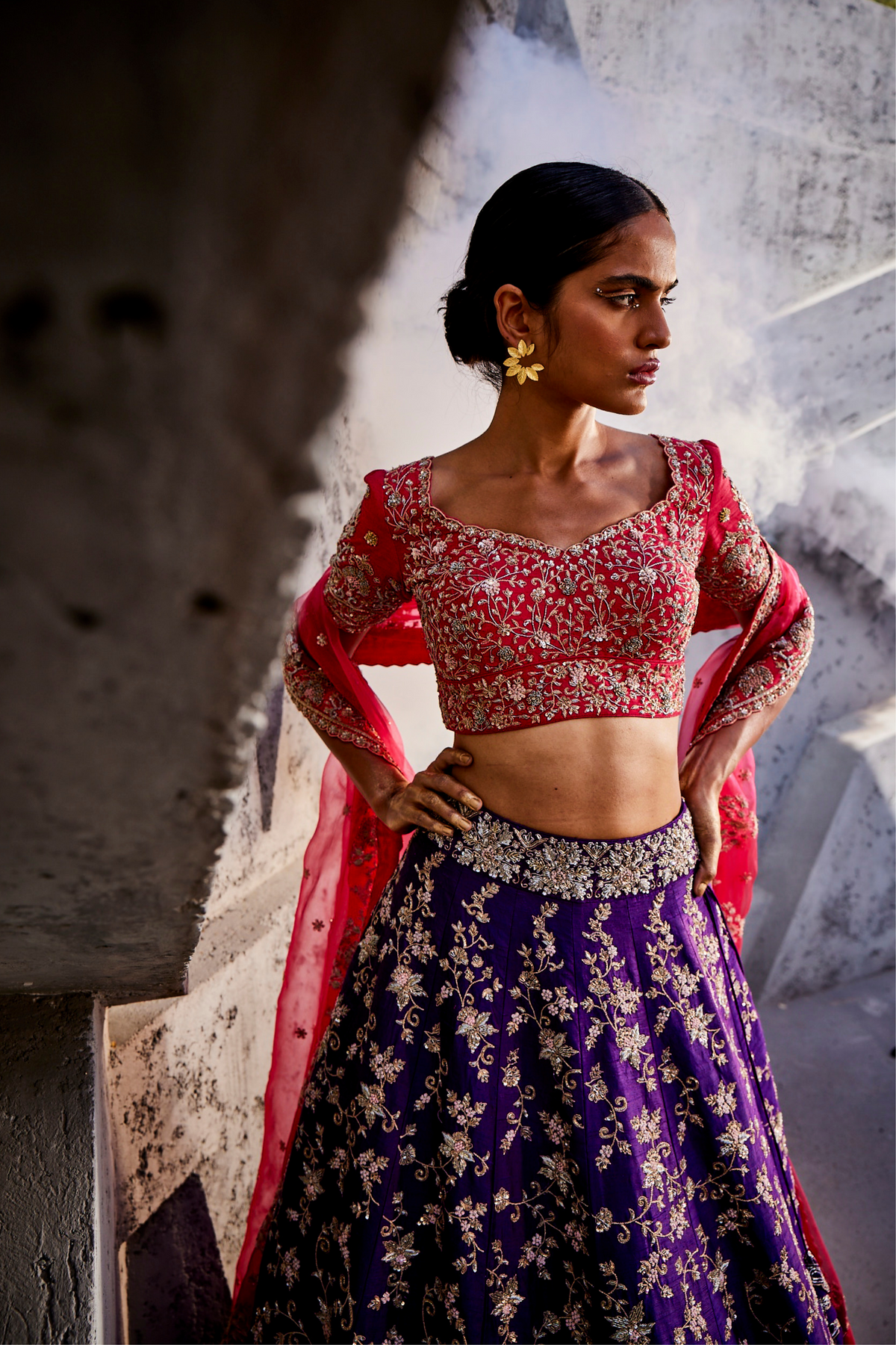 Purple All Over Creepers Lehenga