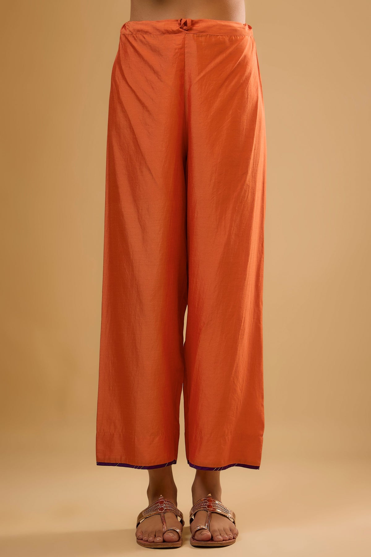 Dori Yoke Orange Kurta Set