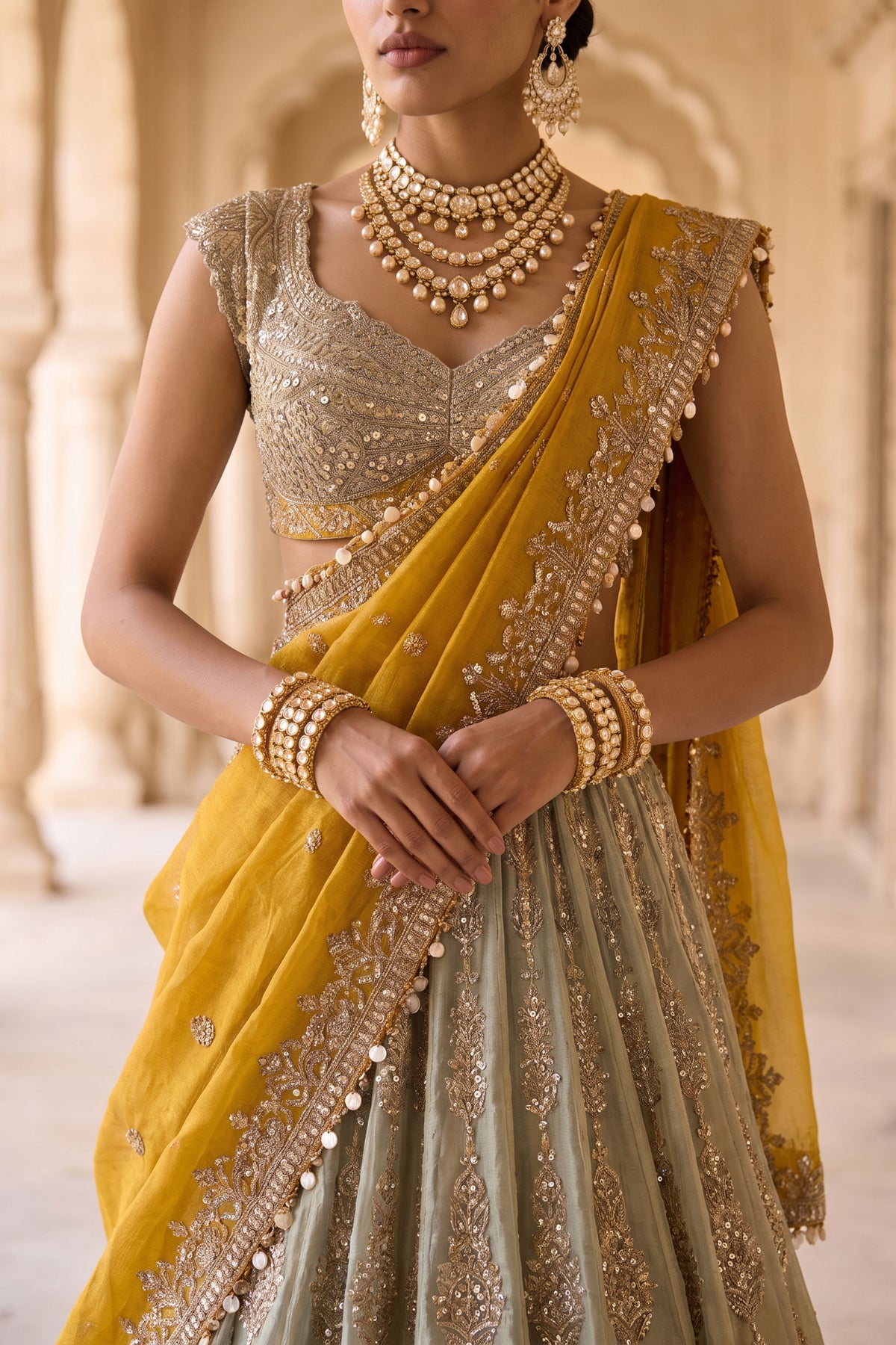 Basanti Gulzar Lehenga Set