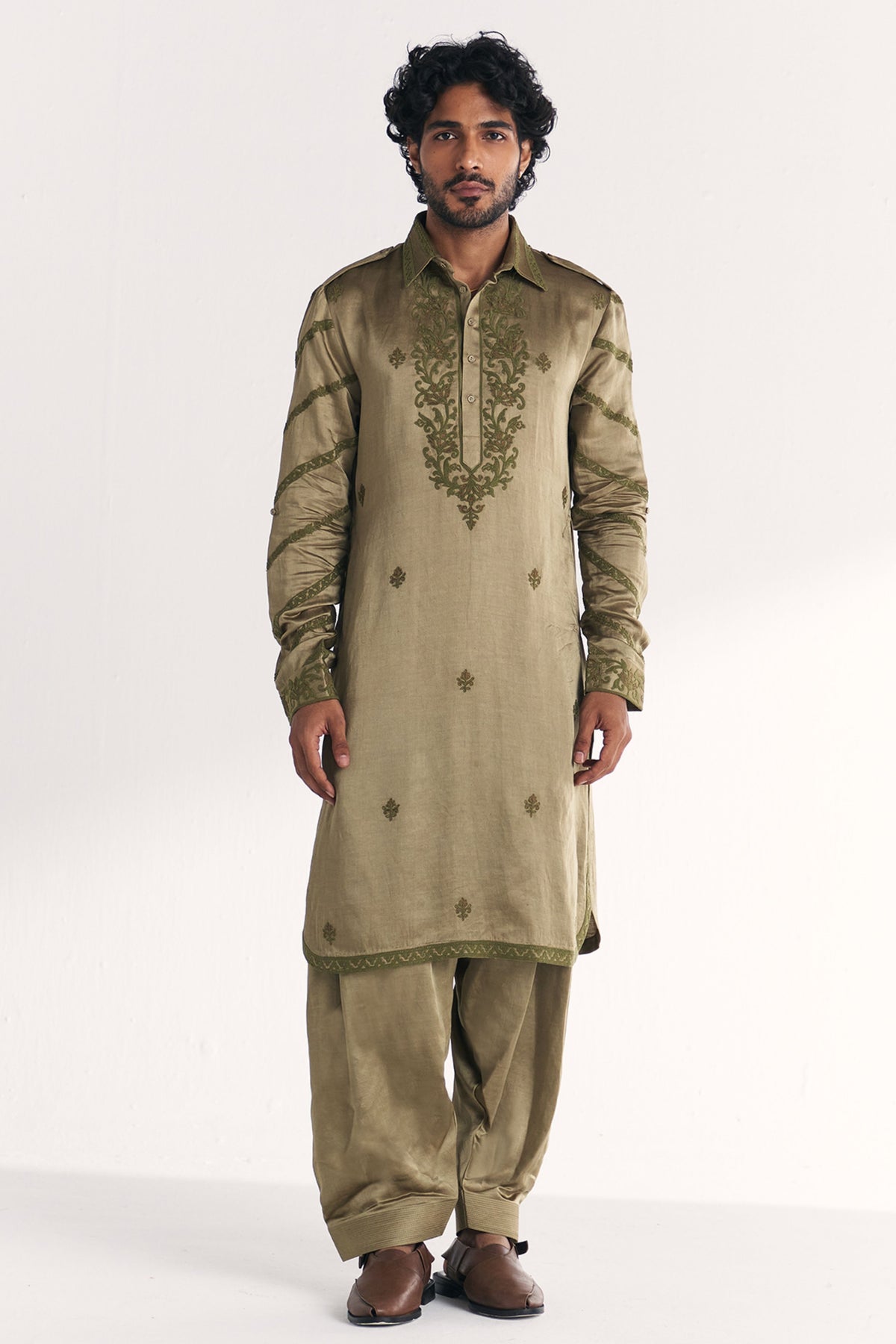 Faris Green Pathani Kurta Set