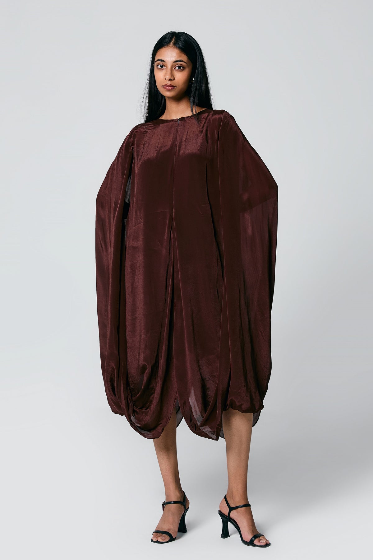 Brown Cowl Dress