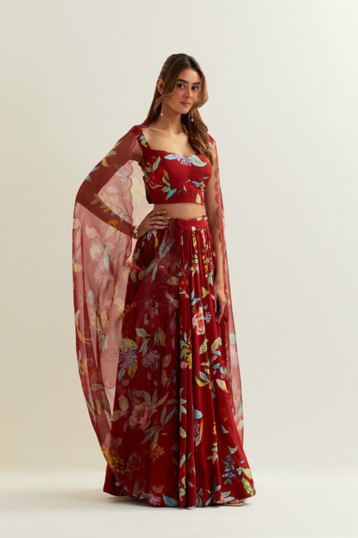 Luna High Waisted Skirt, Blouse and Dupatta