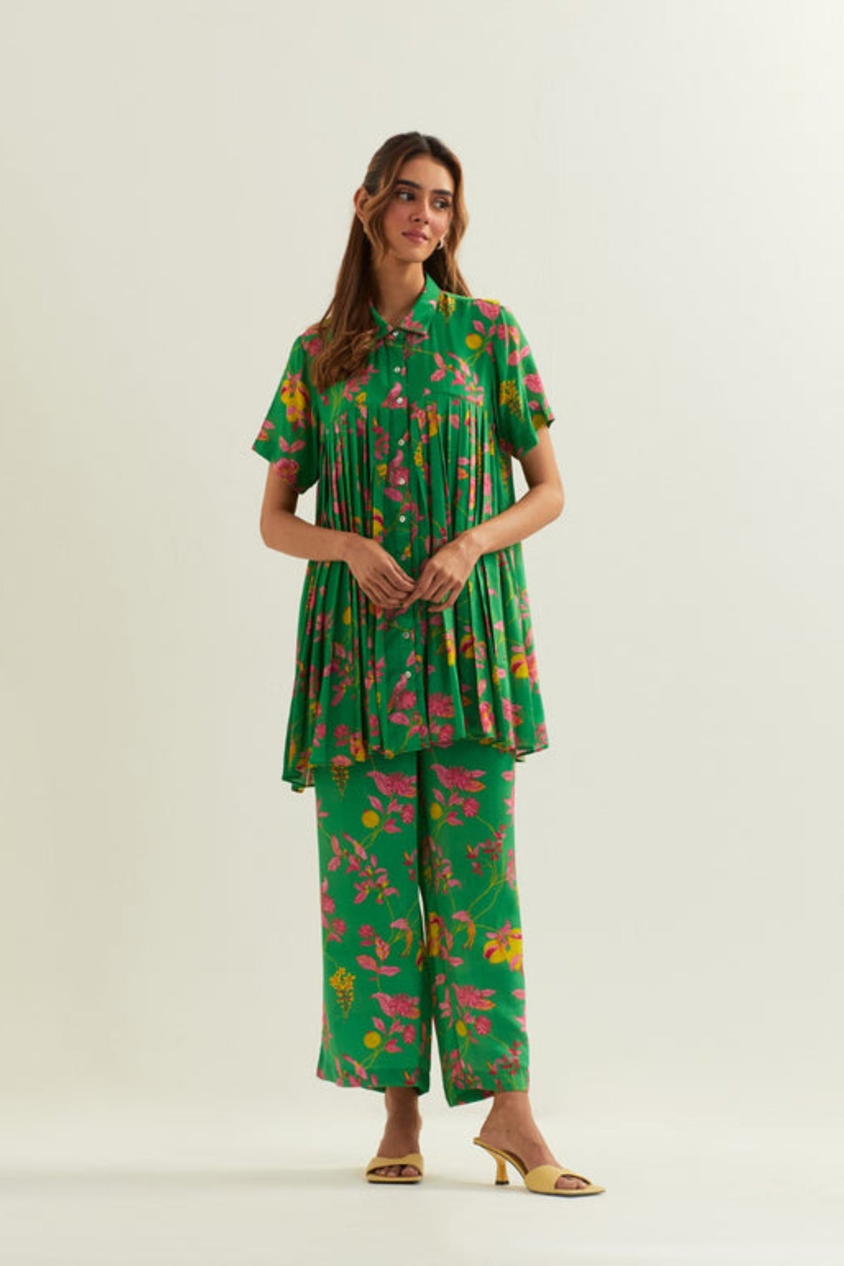 Rene Pleated Shirt with Bottom