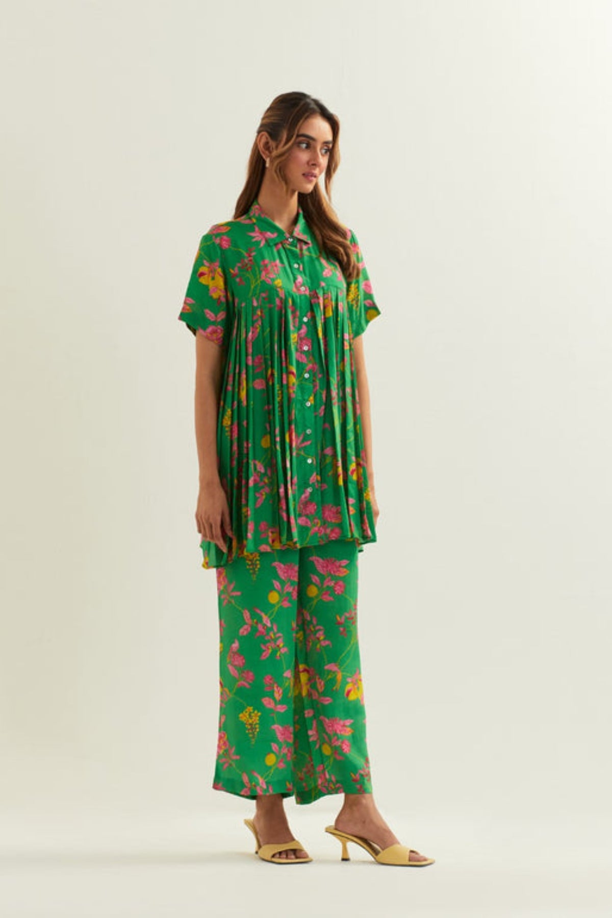 Rene Pleated Shirt with Bottom