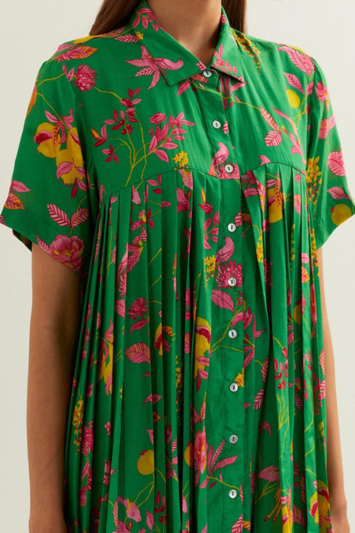 Rene Pleated Shirt with Bottom