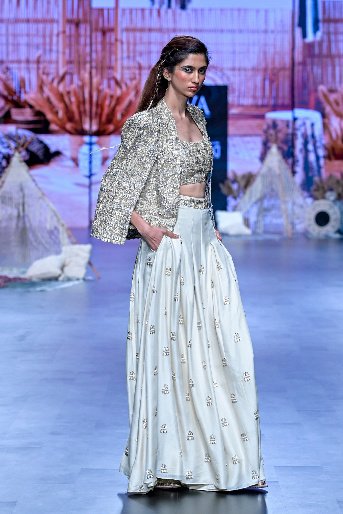 Ivory Metallic Embellished Jacket