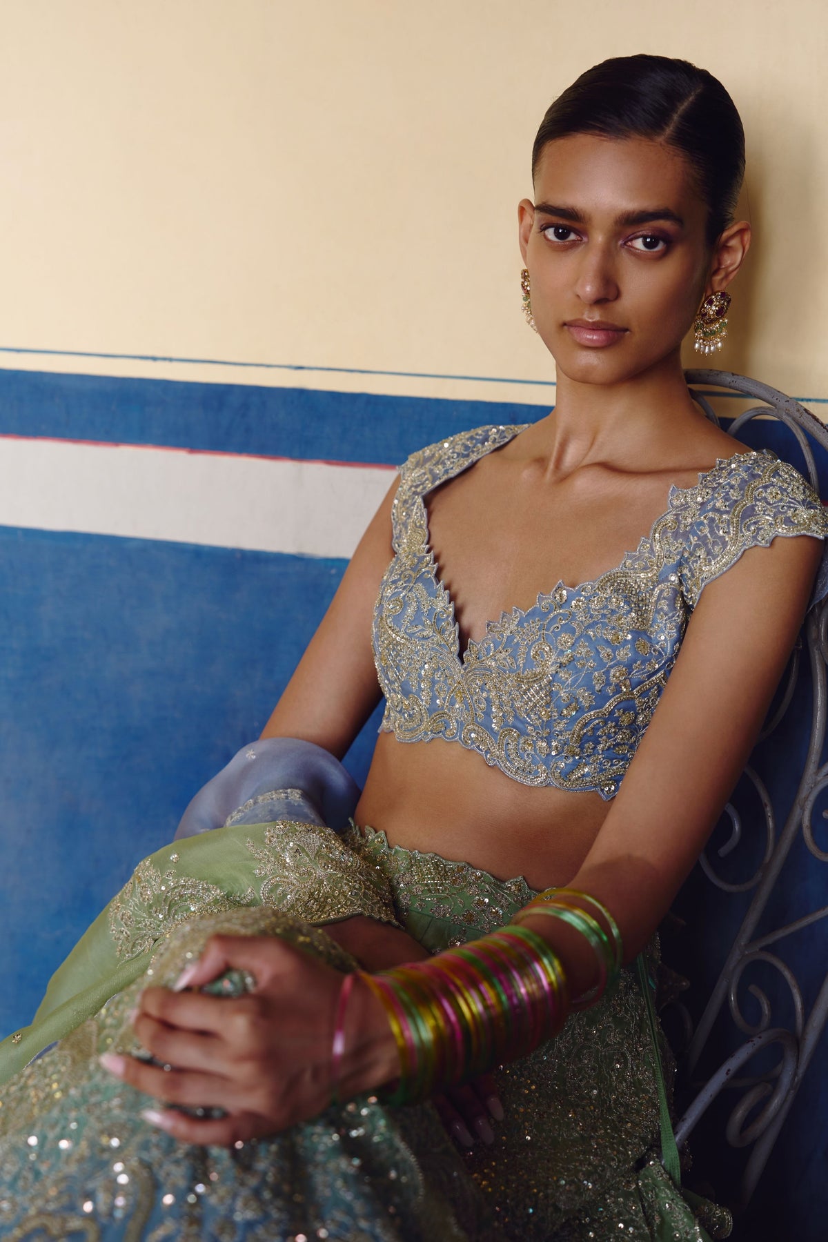 Ombre Crystal Lehenga Set