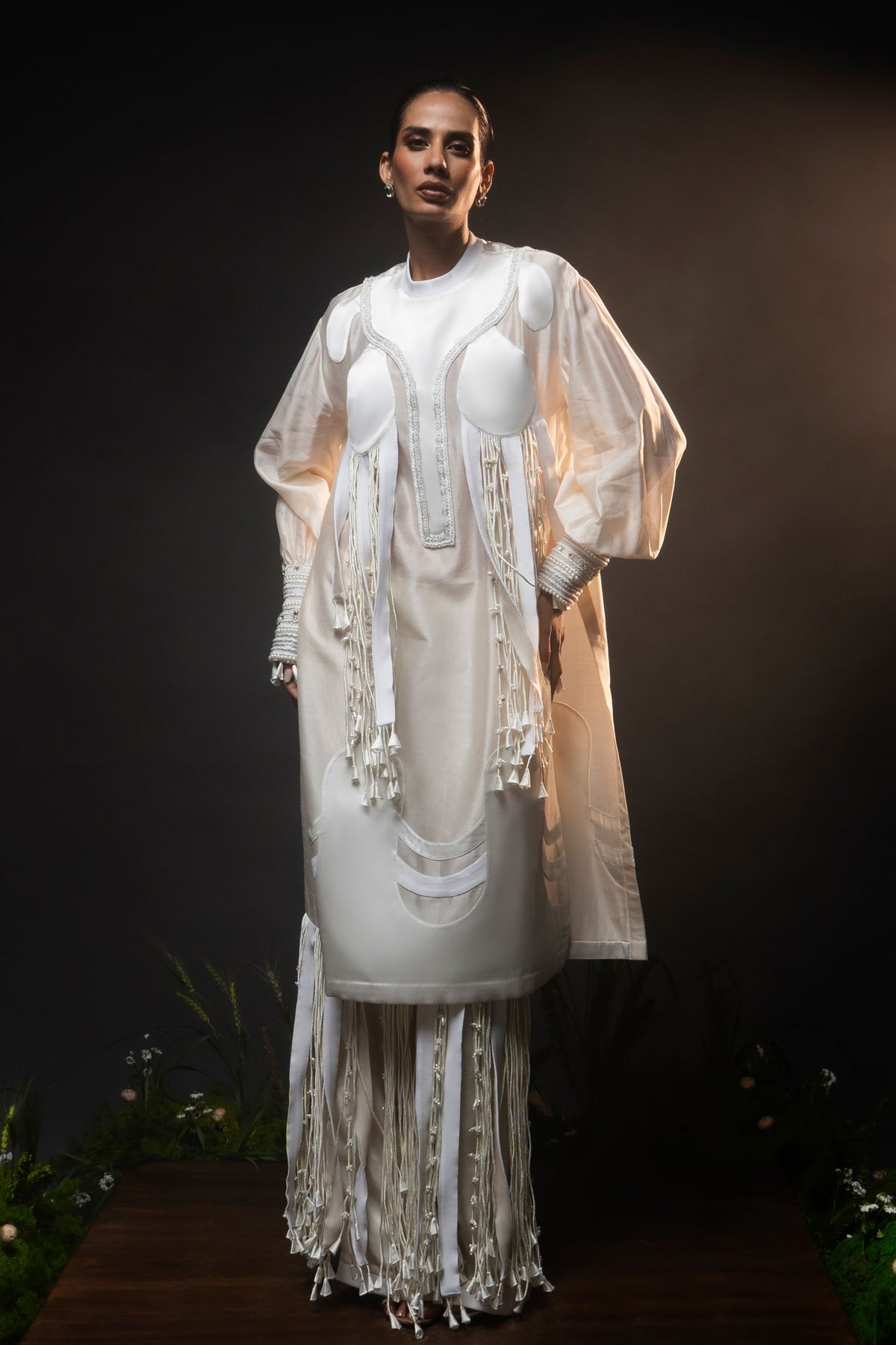 Ivory Tassel Fringe Tunic Set