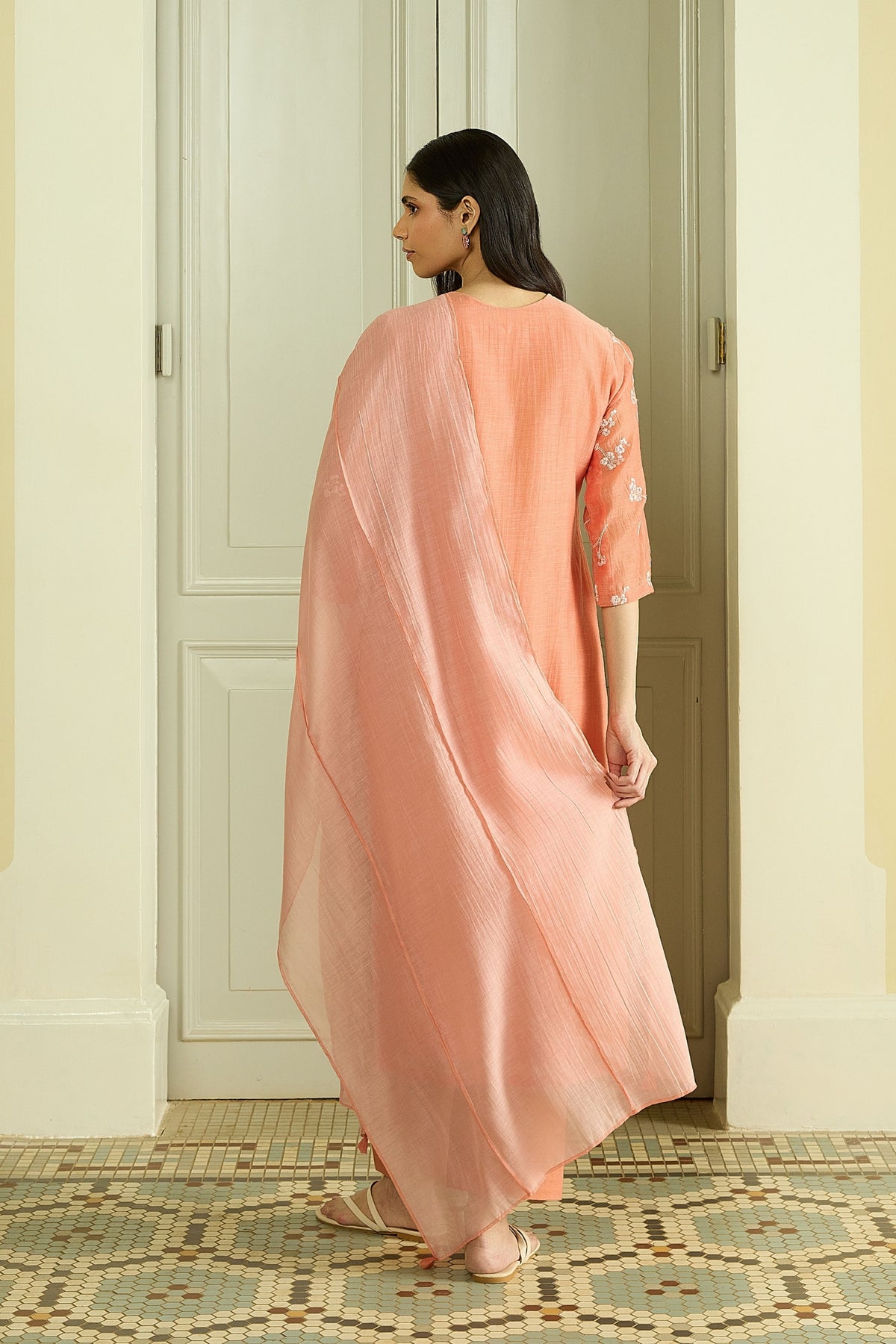 Tangerine Embroidered Kurta Set