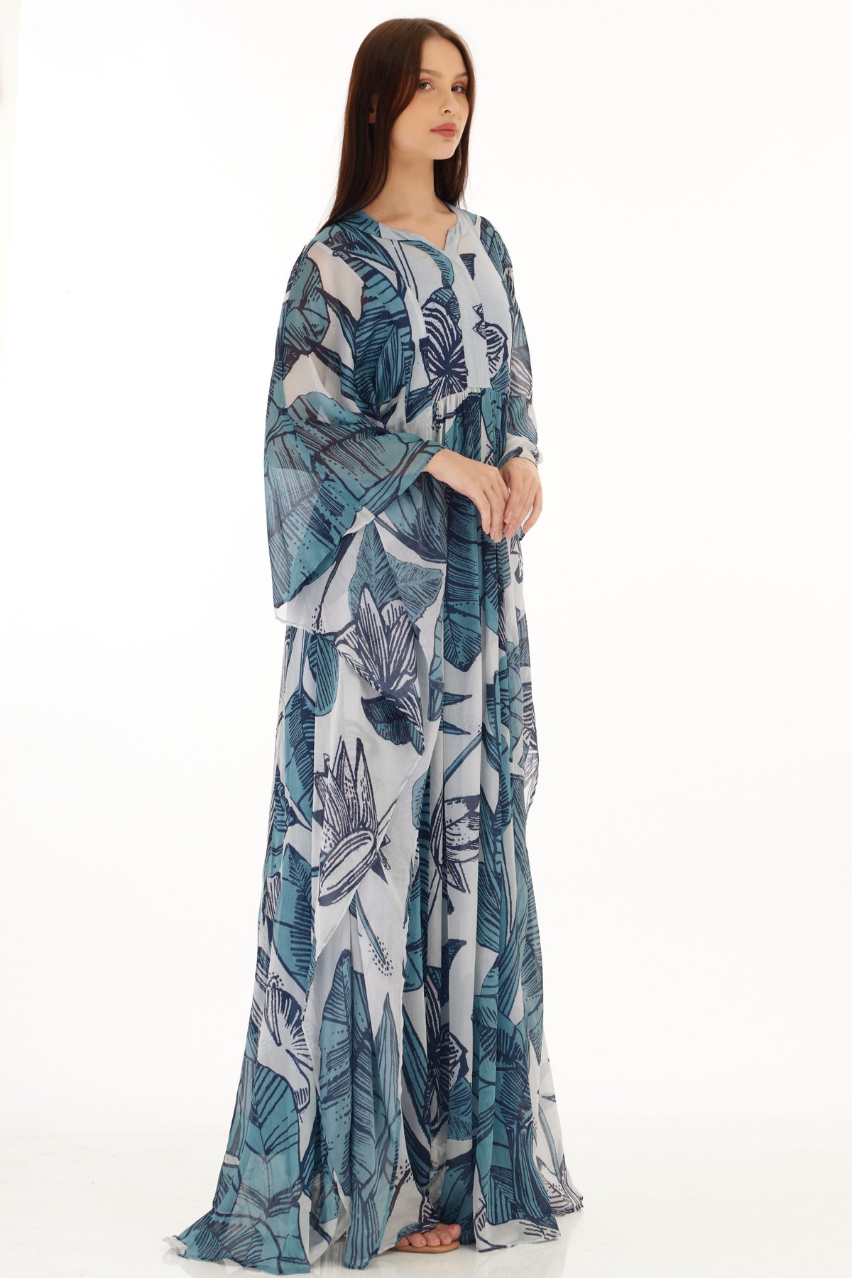 Blue and White Kaftan Dress
