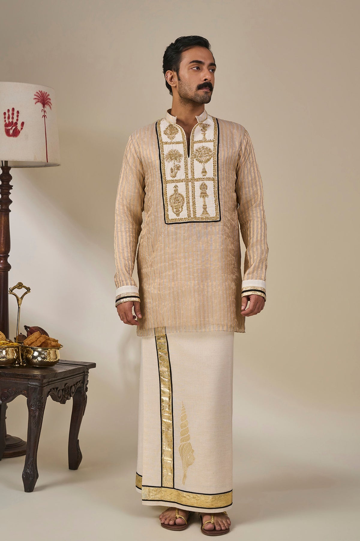 Ivory Kochi Conch Lungi Set
