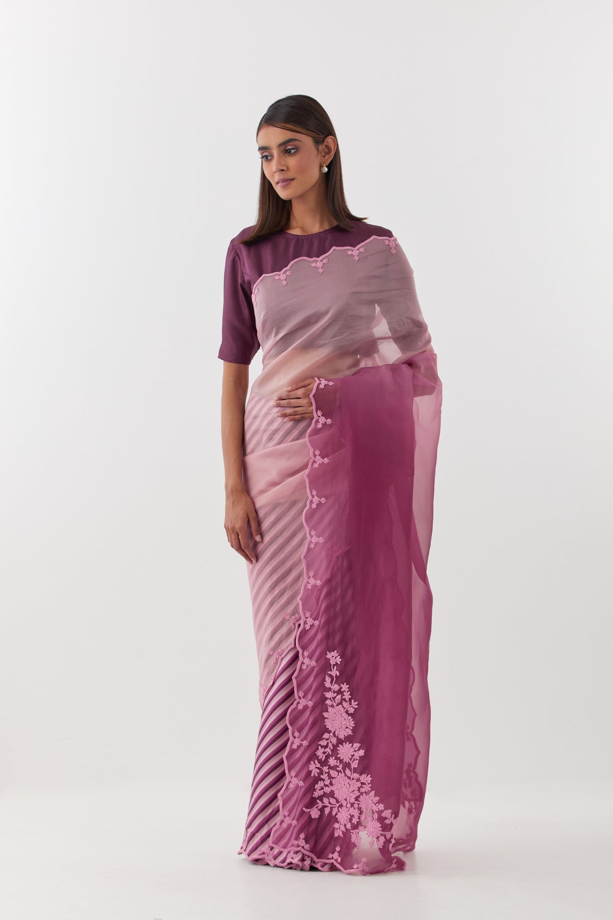 Suman Wine Saree Set