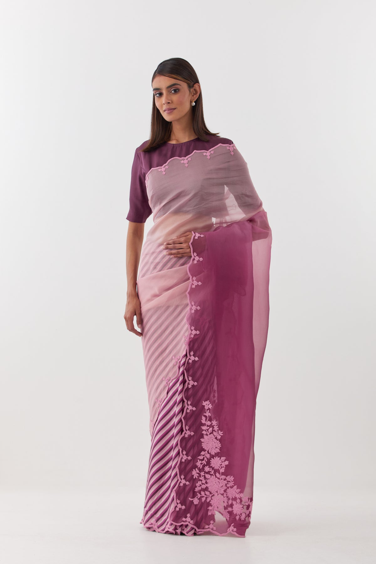 Suman Wine Saree Set
