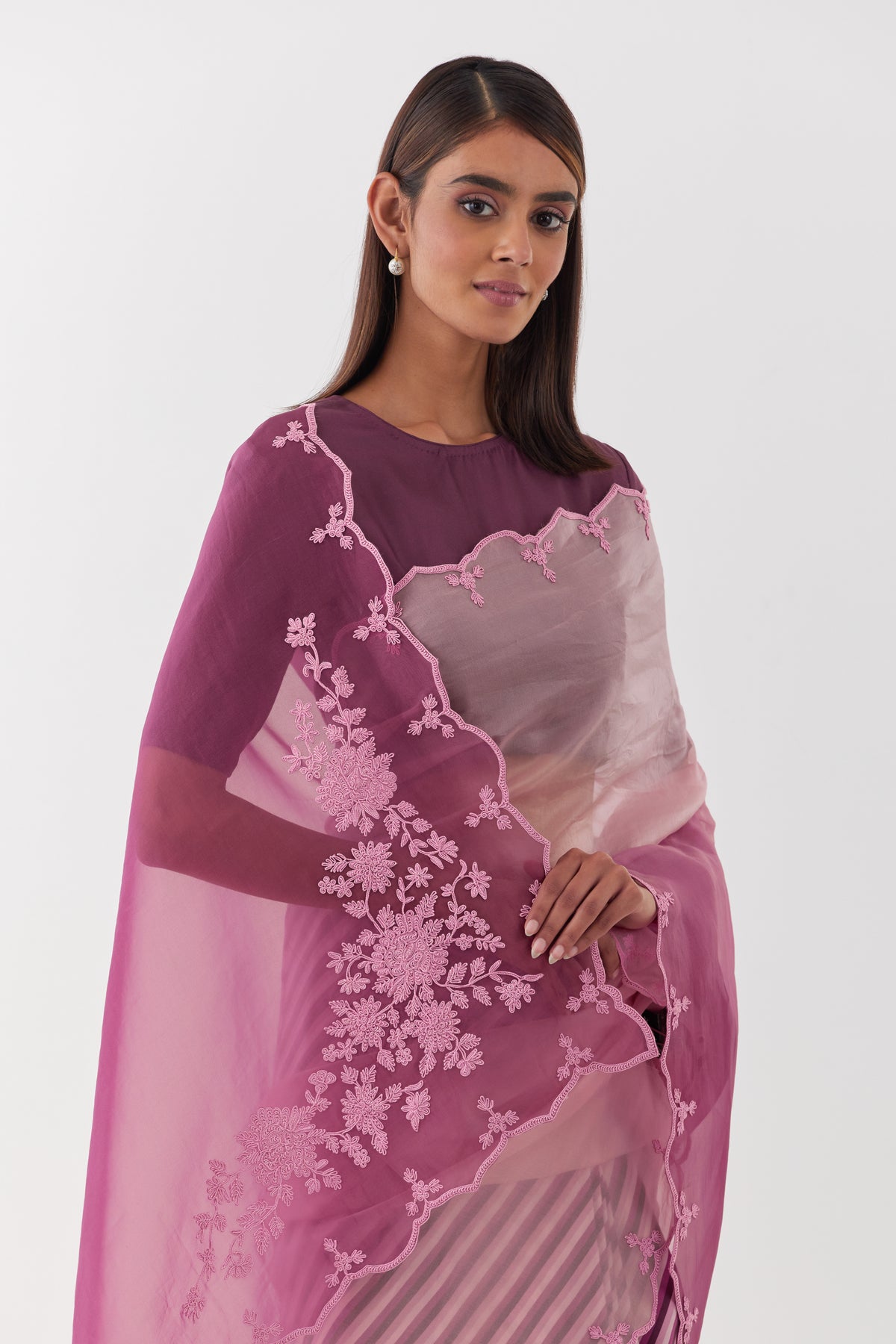 Suman Wine Saree Set
